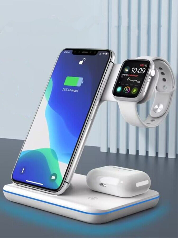 Iphone14 Wireless Charger for  Xsmax Three-in-One Vertical Stand Iwatch8 Fast Charging Base