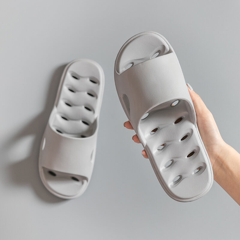 Japanese Style Bathroom Bath Non-Slip Black Slippers Men's Leaking Hollow-out Quick-Drying Draining Shower Deodorant Water-Proof Quick-Drying
