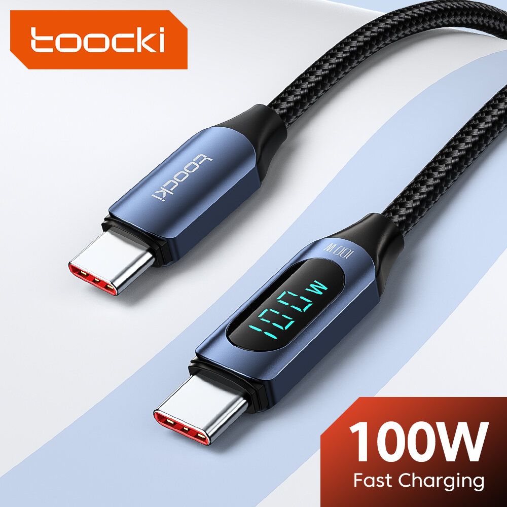 【11.11Special promotion】Toocki PD 100W USB C To Type C Cable LED Display 66W USB-C Type-C Cable Phone Charging Cord For MacBook Xiaomi POCO Samsung S22