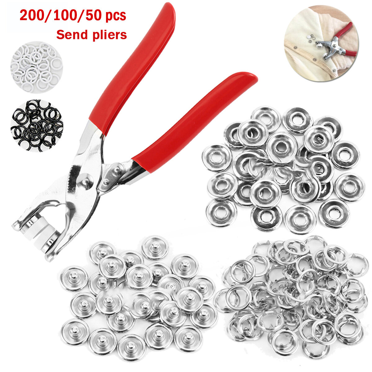 Snap Fasteners Kit 100Pcs Thickened Snap Fasteners Kit Metal Copper Five Claw Buckle Set with Hand Pressure Pliers Tool DIY Sewing Buttons Set Five Claw Buckle Set