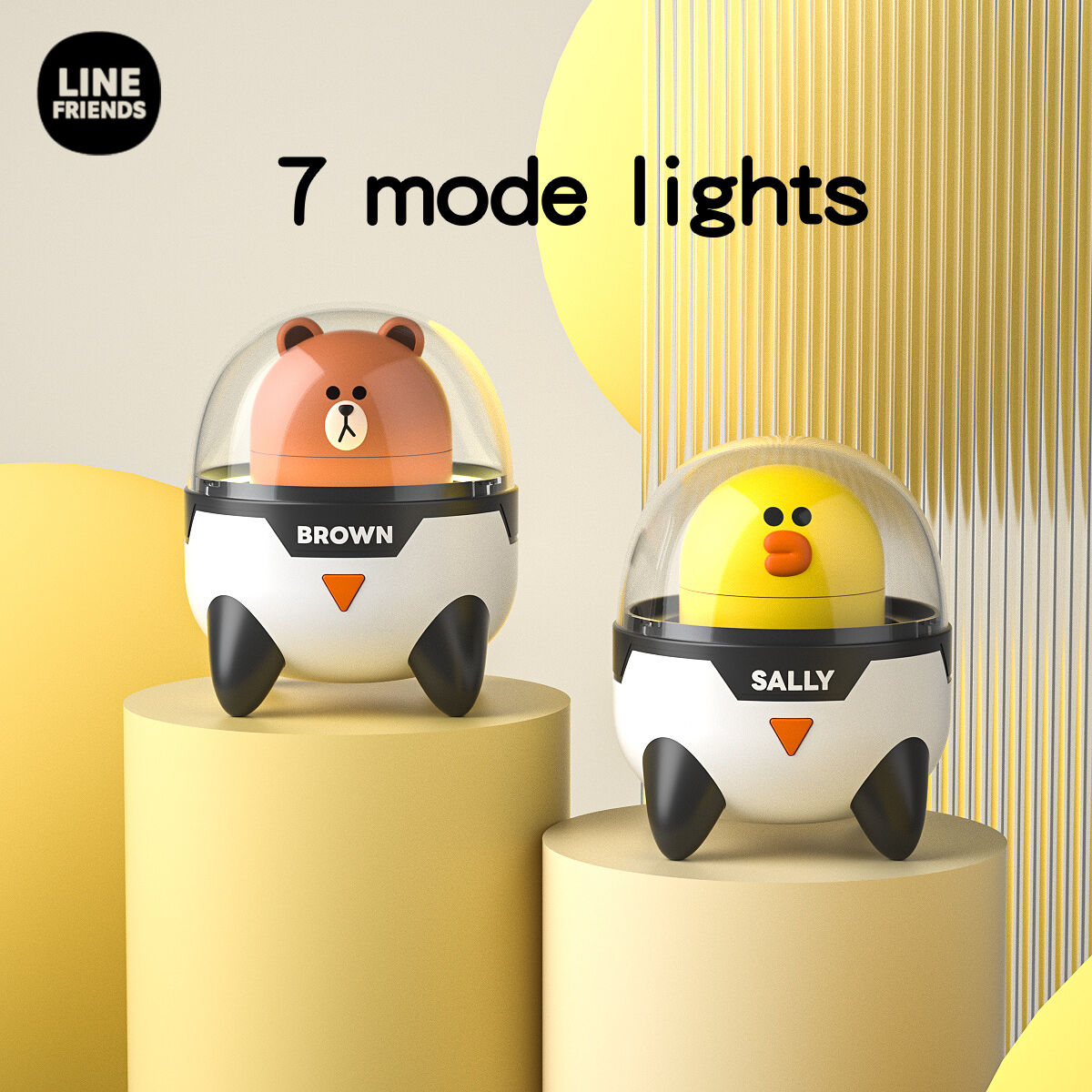 LINE FRIENDS Spaceship Wireless Bluetooth Speaker With 1200mah Charging Chamber 15H Playing Time 7 modes of lights