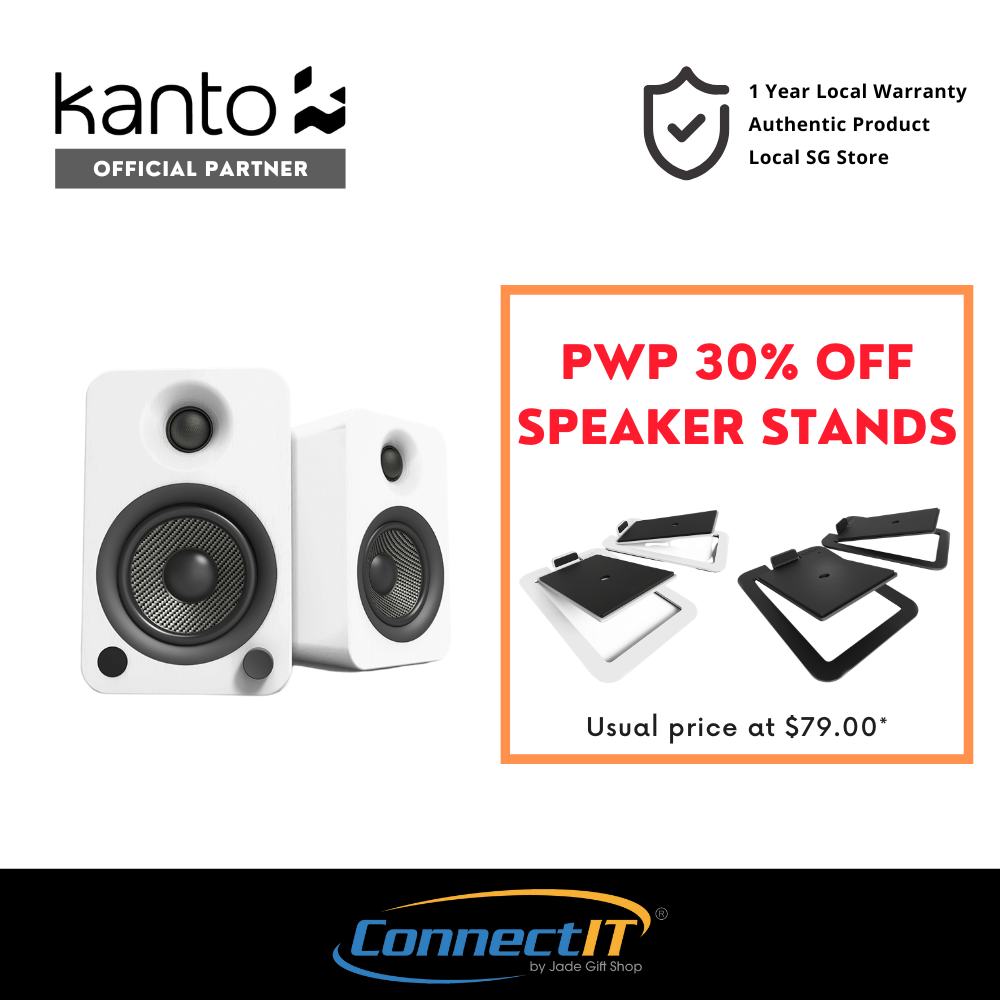 Kanto YU4 Powered Bookshelf Speakers with Wireless Bluetooth and Phono Preamp -Remote Control Included ( 1 Year Warranty )