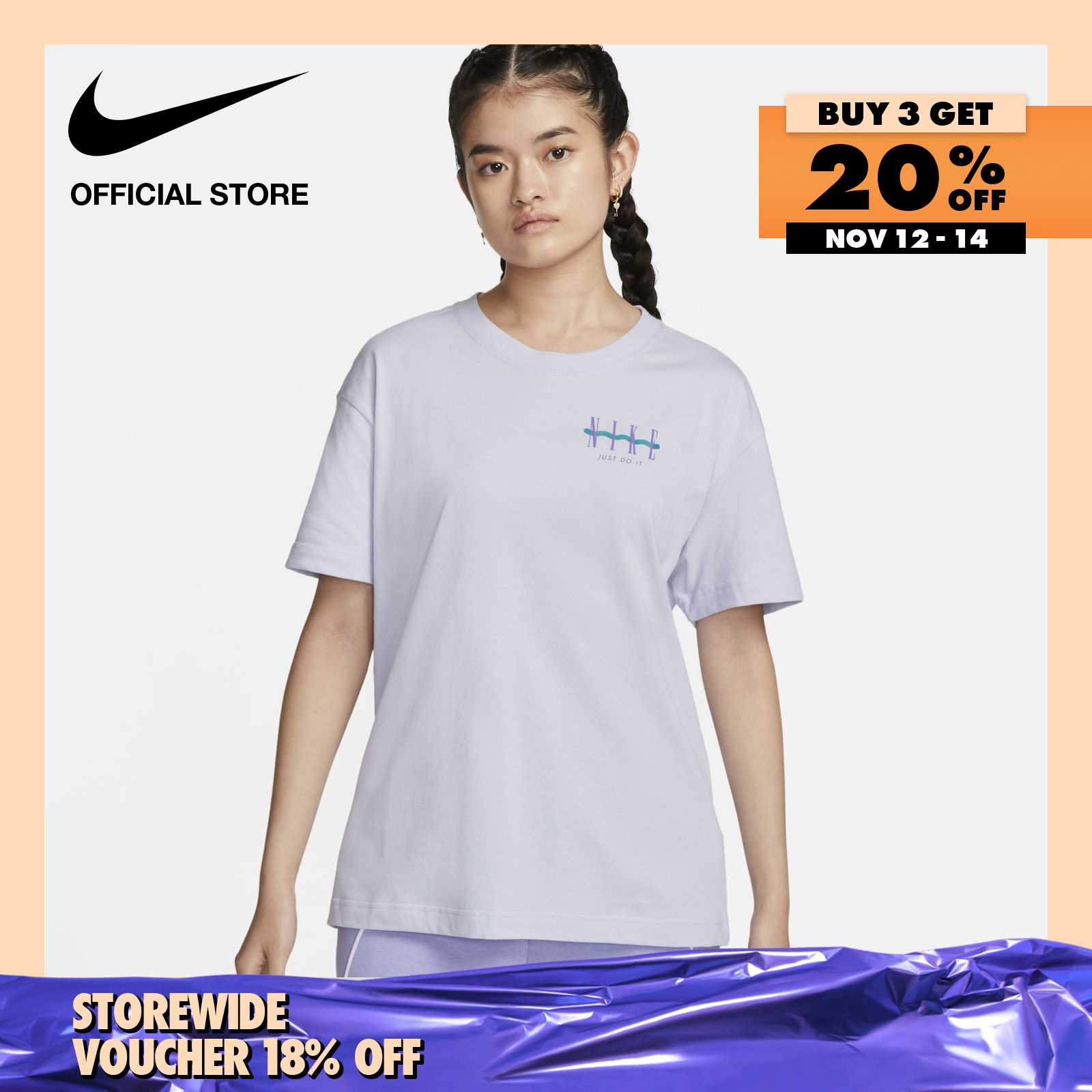 Nike Women's Sportswear Boy Vintage T-Shirt - Purple Chalk