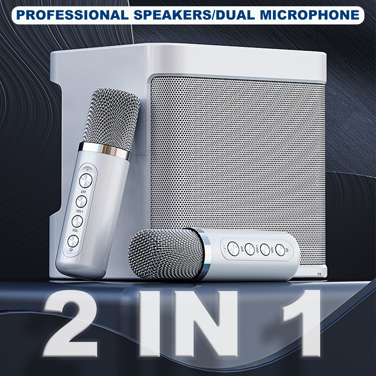 YS-203 Dual Bluetooth Speaker With 2 Wireless Microphones Outdoor Family KTV Set
