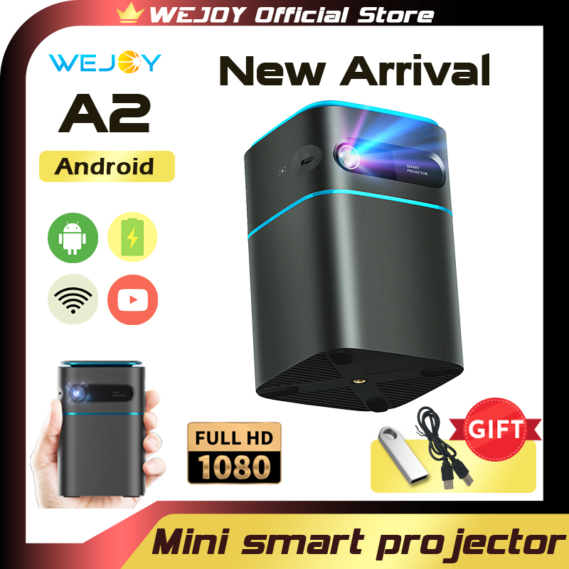 [Special Voucher] Wejoy DL-A2 Android 9 Projector 4K Mini Portable Battery WIFI Bluetooth With HDMI & USB Home Theater Screen Share Cast LED projector full hd