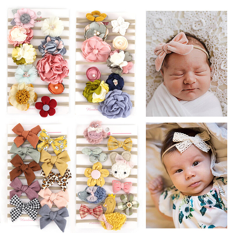 10 Pcs/Set Baby Headband Princess Bows Flower Elastic Girl Hairband Kids Photography Accessories Hair Accessories