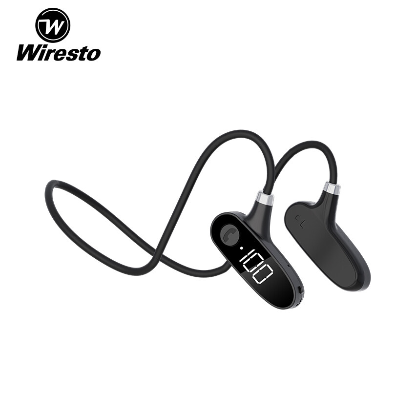 Wiresto Bone Conduction Earphone Wireless Bluetooth Earbud Bone Conduction Concept Earphones Neckband Headphone Hanging Ear Non-In-Ear Sport Earbuds HD Stereo Headset Sweatproof Earphone