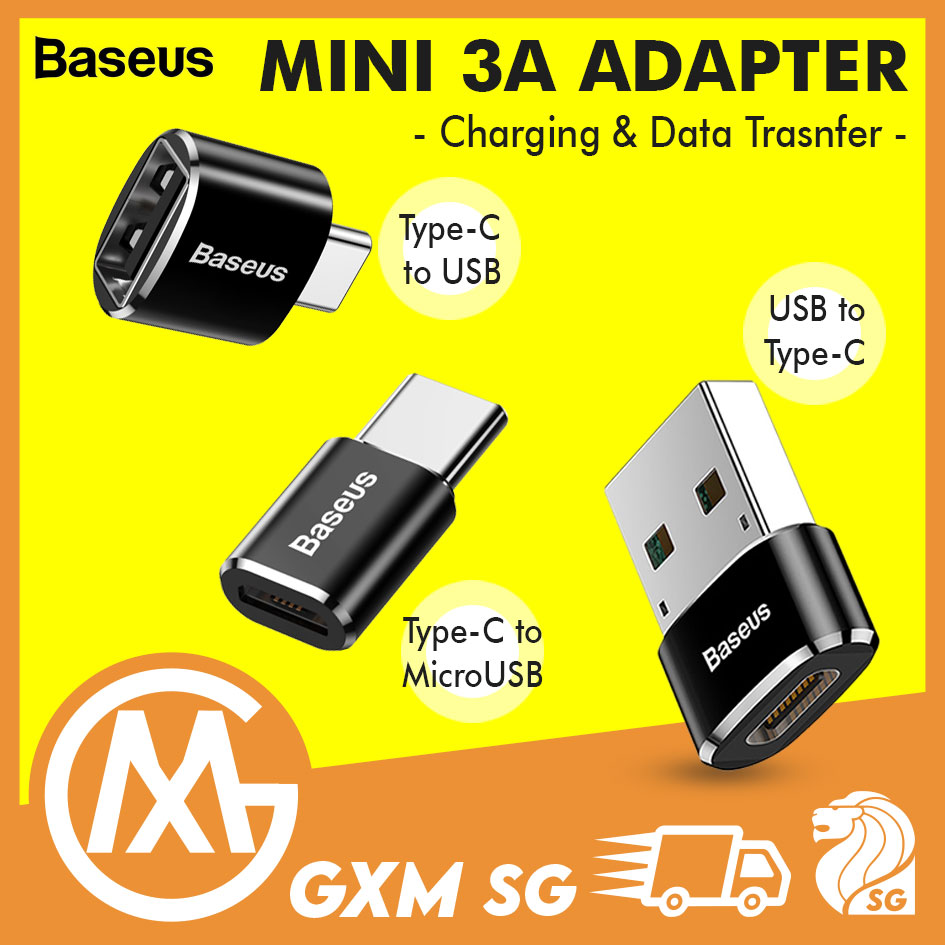 Baseus Mini 3A Type USB C Female to USB Male Adapter  OTG Converter Charger Plug USB TYPE C to USB