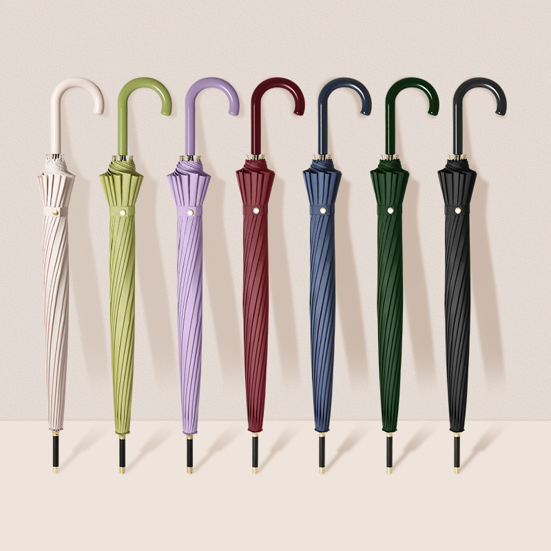 New arrival Japanese brand long umbrella 16K windproof curved handle big umbrella rainproof quality classic business big umbrella