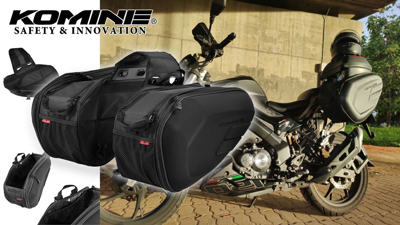 KOMINE SADDLE BAG CARBON FIBER UNIVERSAL SIDE TOURING PORTABLE DETACHABLE GIVI SHAD