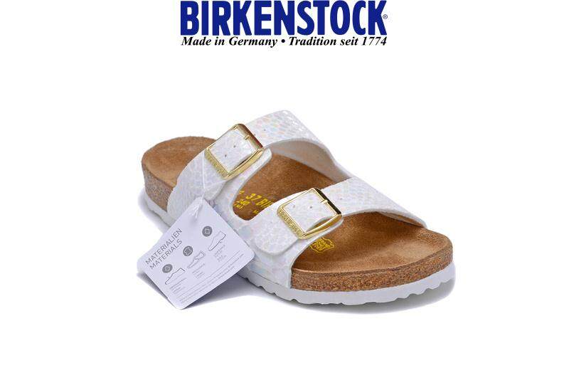 PayDay Discount Legit Germany BirkenstocksˉBK Birk Birkens Arizona Slippers Birkenstockss® Arizona Sandals Men And Women Unisex Size 34-46 (White Snake)Ready Stock