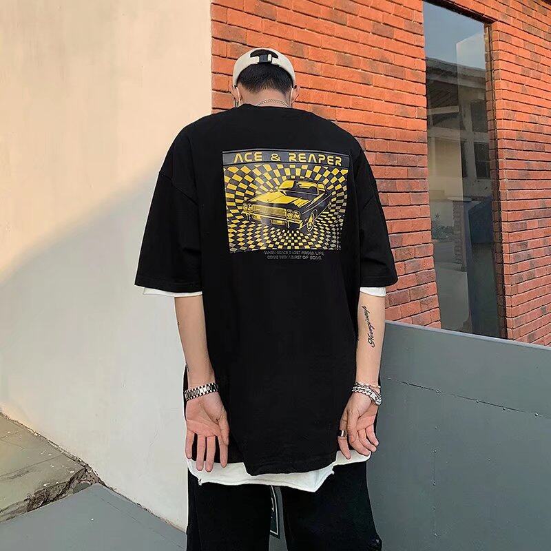 t shirt Men Cotton Korean Style Oversize Short Sleeve Figure Print Fashion Tops Loose Casual t-shirt