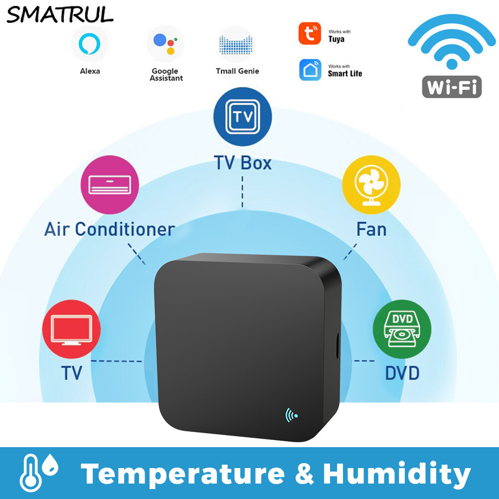 SMATRUL Tuya WiFi IR Remote Control, withTemperature and humidity monitoring ,for Air Conditioner TV, Smart Home Infrared Universal Remote Controller For Alexa/Google Home