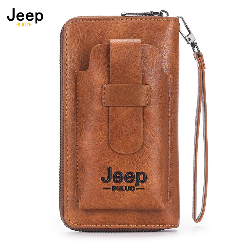 JEEP BULUO 2022 new men's hand bag large-capacity multi-card men's mobile phone bag single zipper portable men's bag wallet