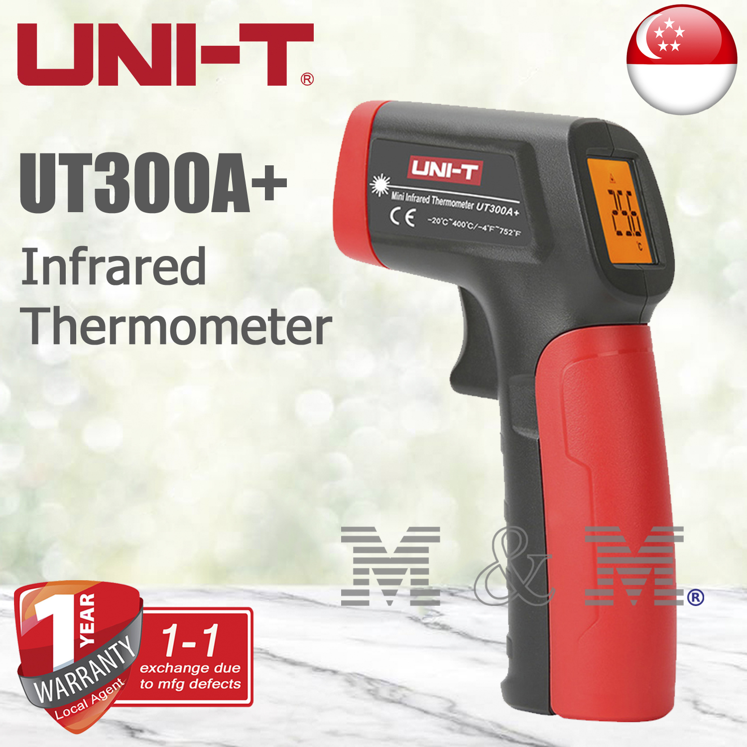 UNI-T UT300A+ Infrared Thermometer -20℃~400℃ Digital Wireless Non-Contact Handheld Temperature Detector