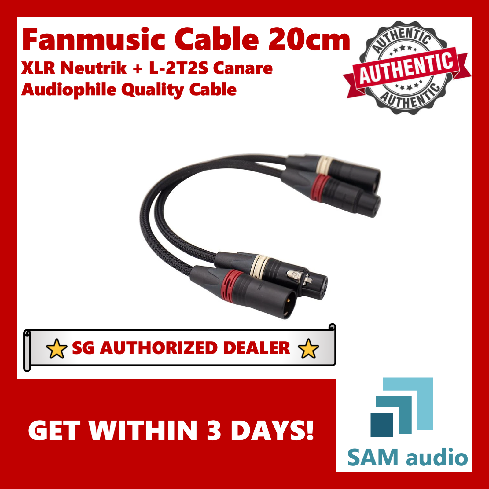 [?SG] Fanmusic C006 Audiophile XLR Cable 20cm (SU9PRO/SD9/SH9/DA9/SU9)