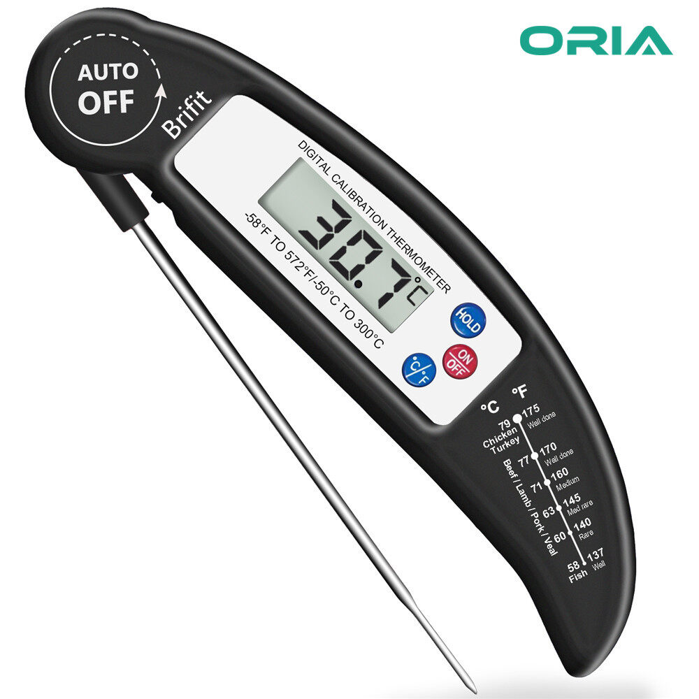 ORIA Digital Meat Thermometer, Instant Read Cooking Thermometer, Electronic Meat Thermometer With Probe for Kitchen, BBQ, Poultry, Grill Food & Candy- Fordable, Fast & Auto On/Off