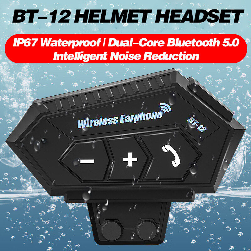 Motorcycle Bluetooth 5.0 Helmet Headset Wireless Hands-free Mic Call Automatic Stereo Anti-interference Waterproof Motorbike Communication Headphone