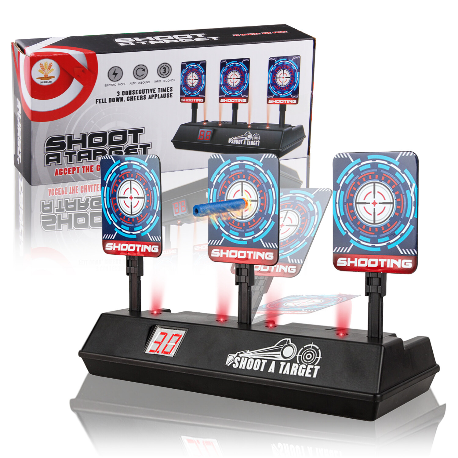 Auto-Reset Electronic Shooting Scoring Target Toy with Realistic Sound for Nerf Shooting Games Kids Children Birthday Christmas Gift