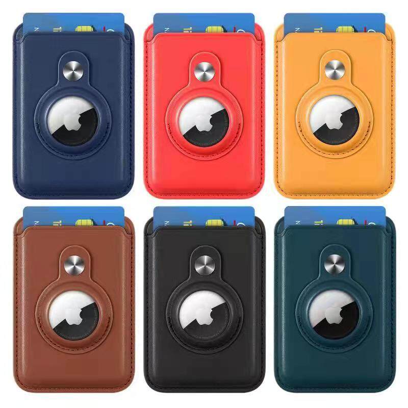 HOCE MagSafe Leather Card Slot Bag For iPhone 13 12 Pro Max 13 12 With Airtag Bag Magnetic Card Holder With Apple Airtags Case Anti-lost Cover