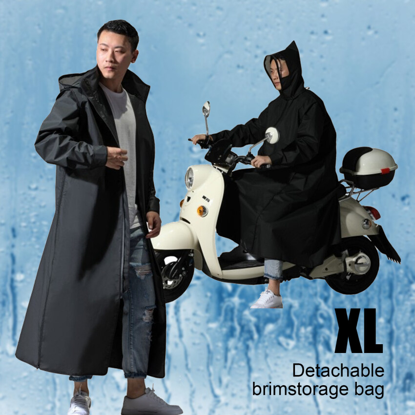 【2022 New】Motorcycle Raincoat Women/Men Zipper Hooded Poncho Motorcycle Rainwear Long Style Hiking Environmental Rain Jacket XL/XXL
