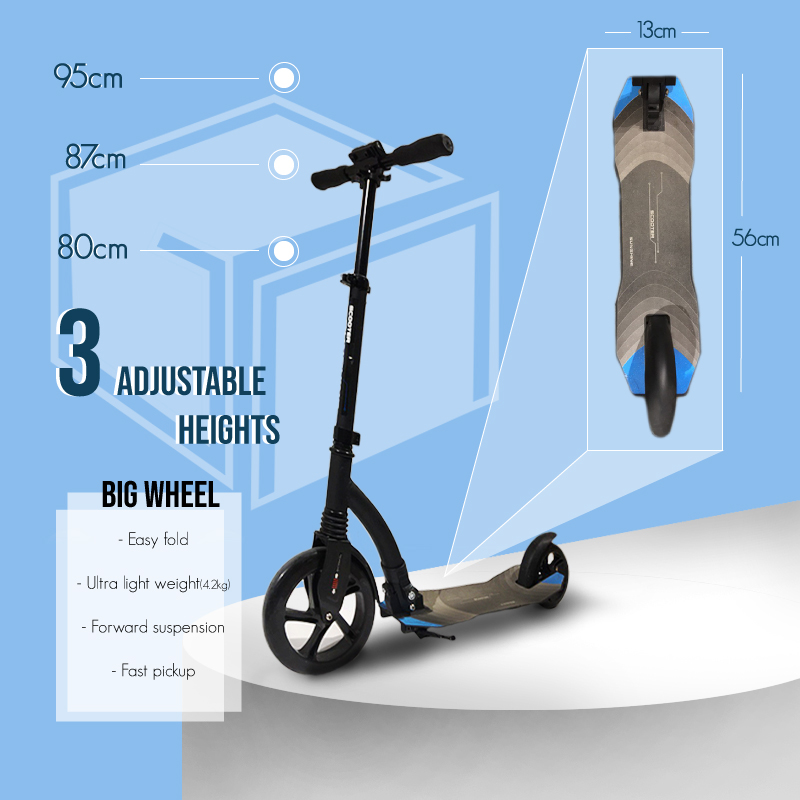 Adult Kick Scooter with Suspension, Black/White adult scooters kids scooter manual scooter