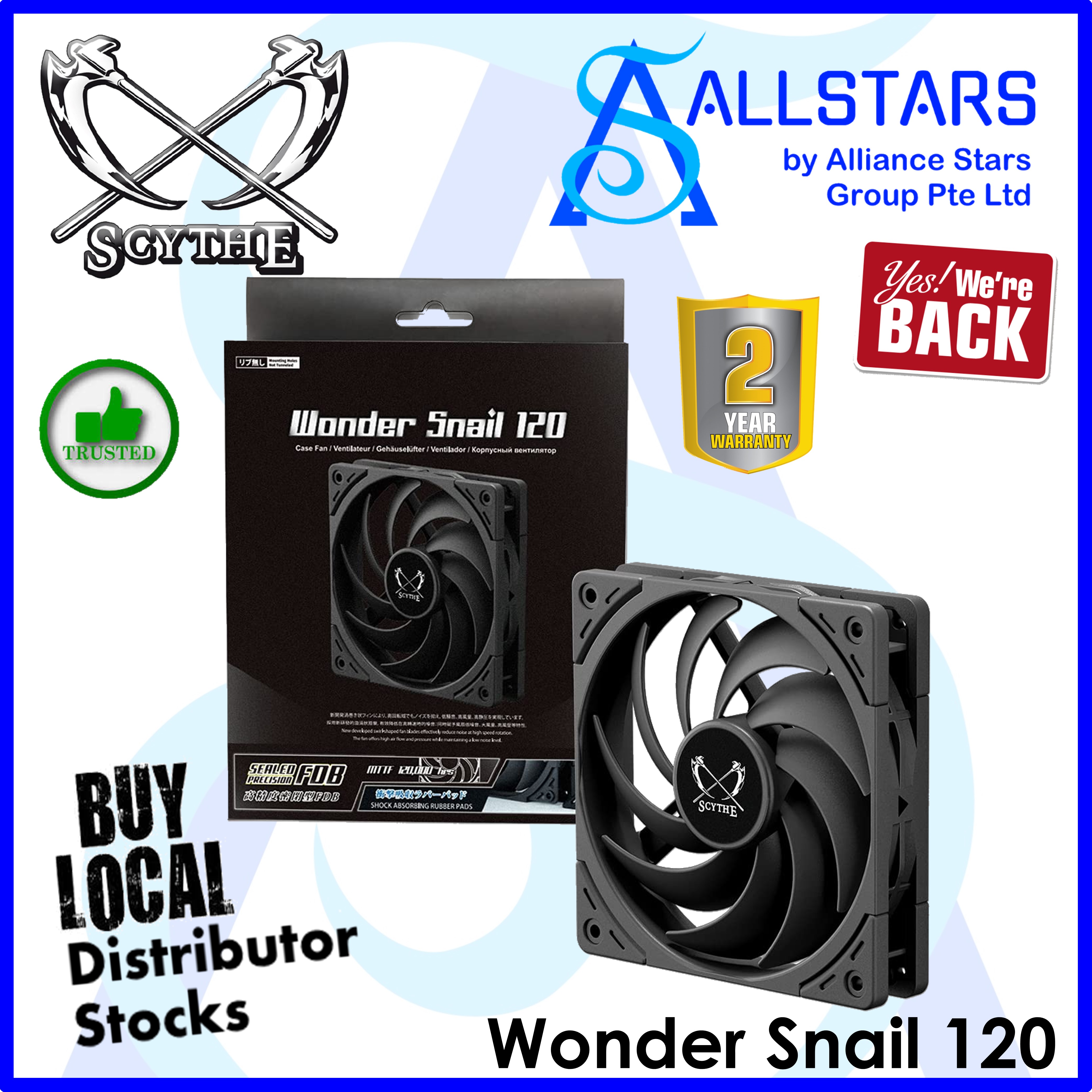 (ALLSTARS : We Are Back Promo) Scythe Wonder Snail 120 / 120mm Case Fan / PWM / High Speed / 300-2400rpm / 4pin Extension Cable 200mm (WS1225FD24-P) (Warranty 2years with TechDynamic)