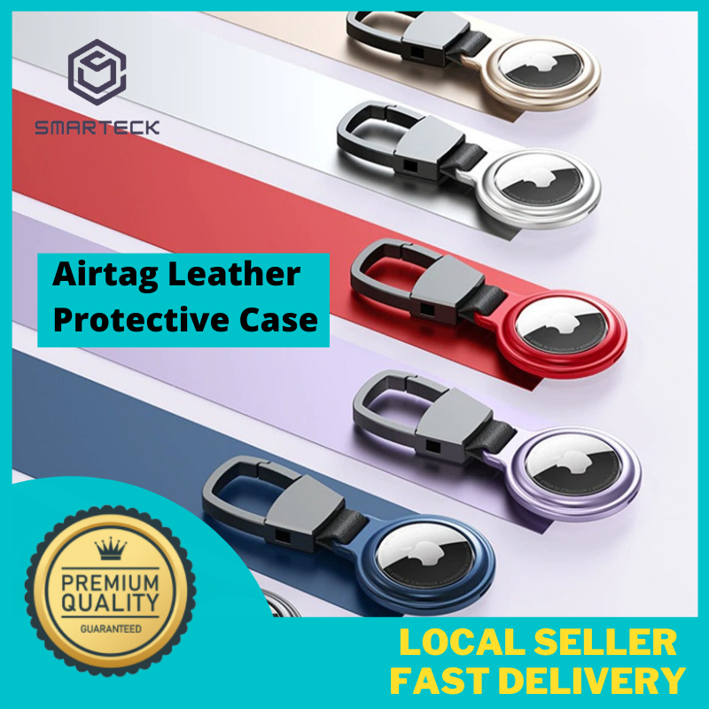 Airtag Case Cover Holder Casing Protector Magnetic Metal Bumper Sleeve Antilost Device Keychain Airtags Leather