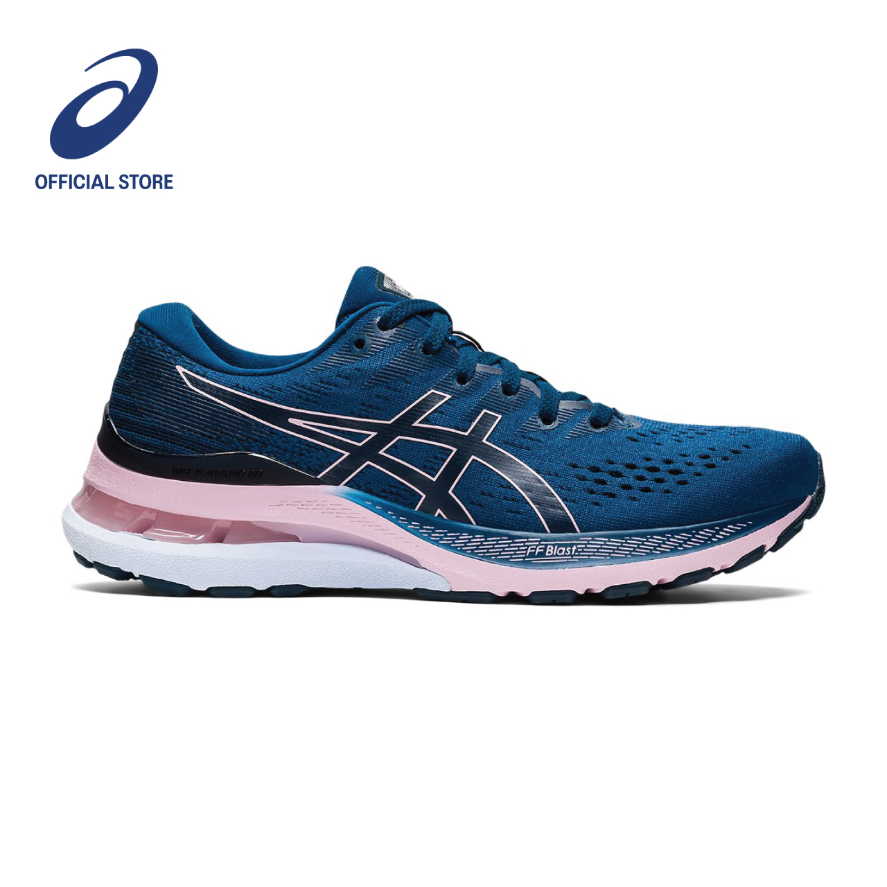 ASICS Women GEL-KAYANO 28 (D) Running Shoes in Mako Blue/Barely Rose