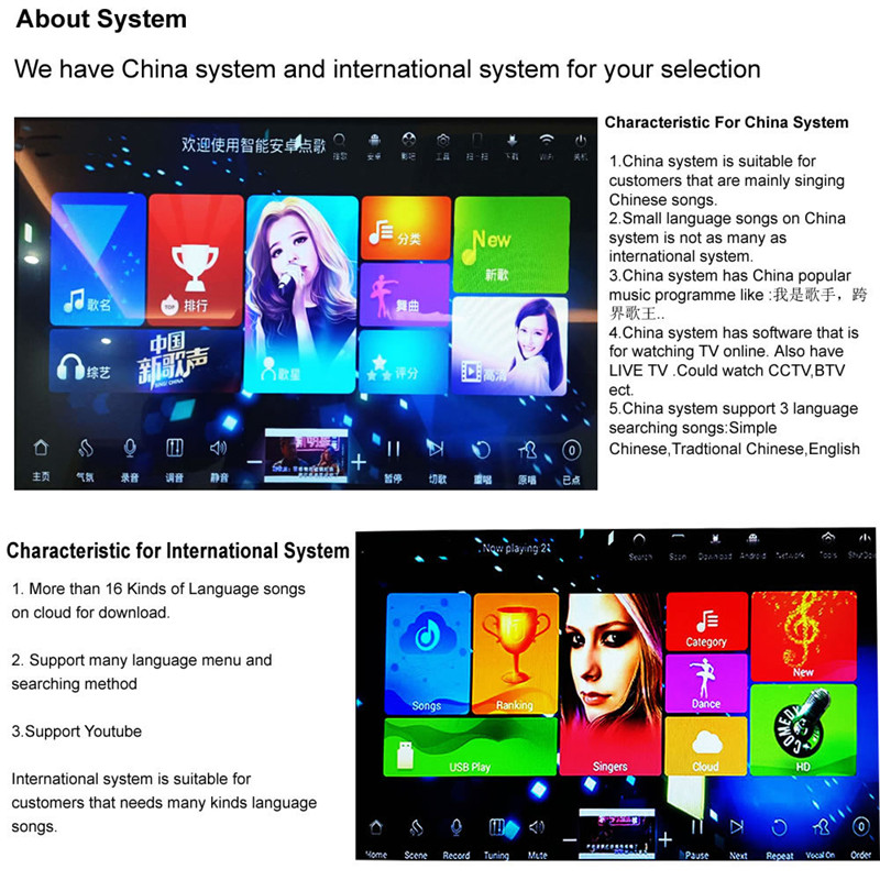 19.5'' Infrared screen Karaoke machine,6TB HDD With 130K Chinese,English songs,400K Multi-Language songs on cloud for donwload.Samart AI Voice,Mobile device app order songs,Record and share.