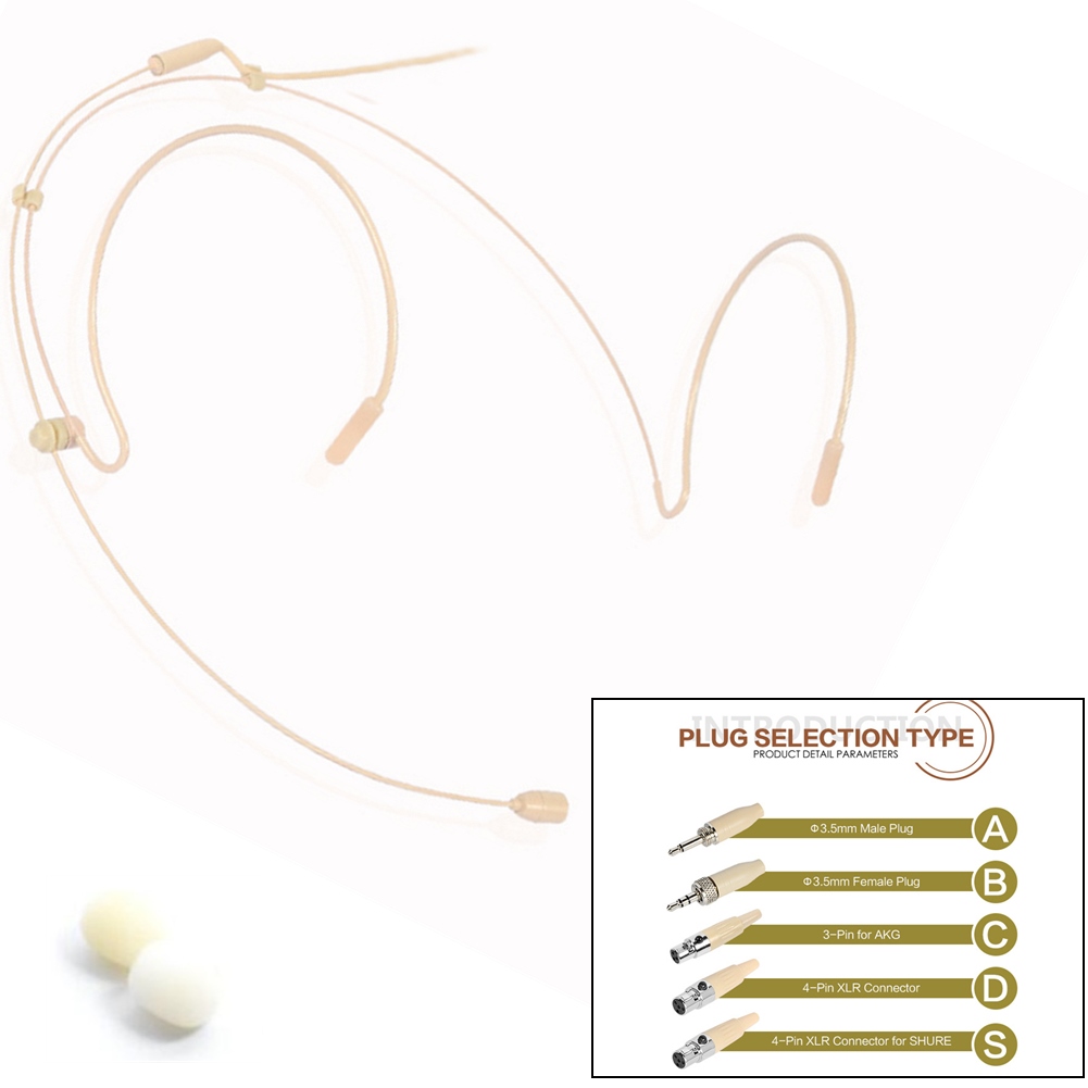 Double Earhook Headset Mic Headworn Microphone 3.5mm XLR Plug Headworn Microphone Portable Instrument Accessories