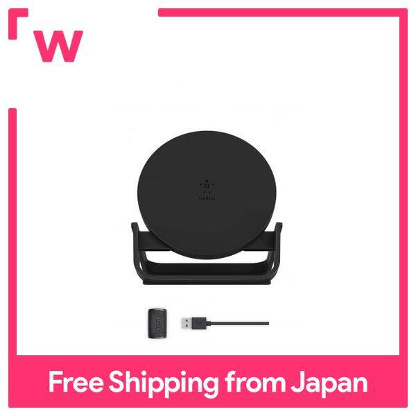 Belkin Wireless Charger Qi Certified iPhone 12 Pro / 12 / SE / 11 / XR Compatible 5W 7.5W 10W Output Charging Stand with AC Adapter Black F7U083JCBLK-A
