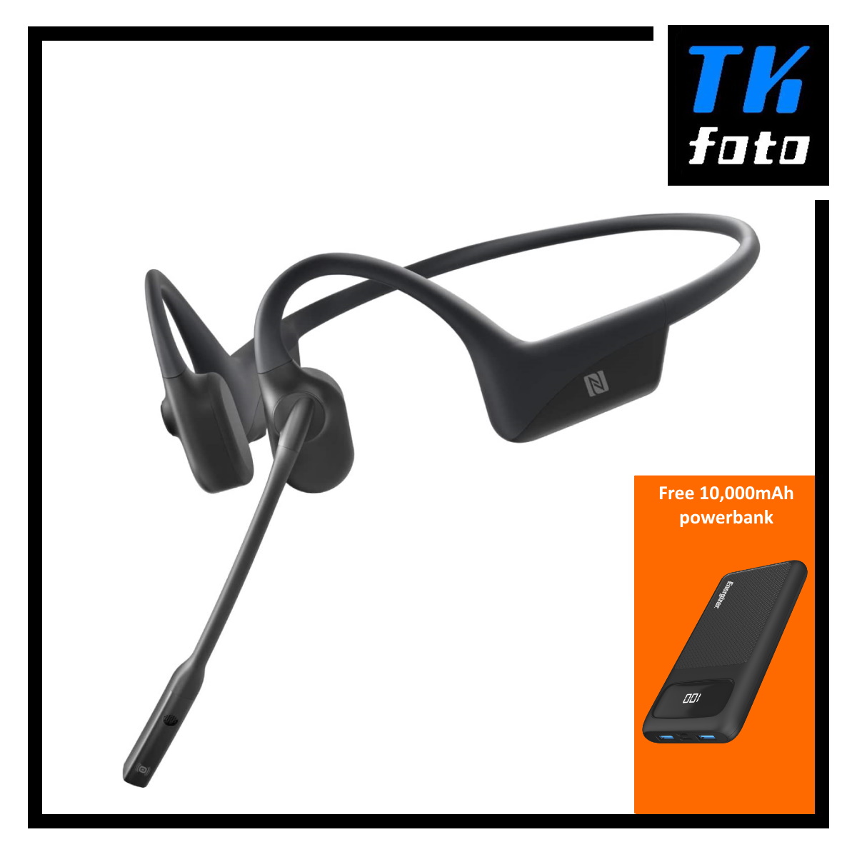 Shokz (Formerly known as Aftershokz) OpenComm Wireless Bone Conduction Headphones (Free: Energizer 10,000mAh Powerbank)