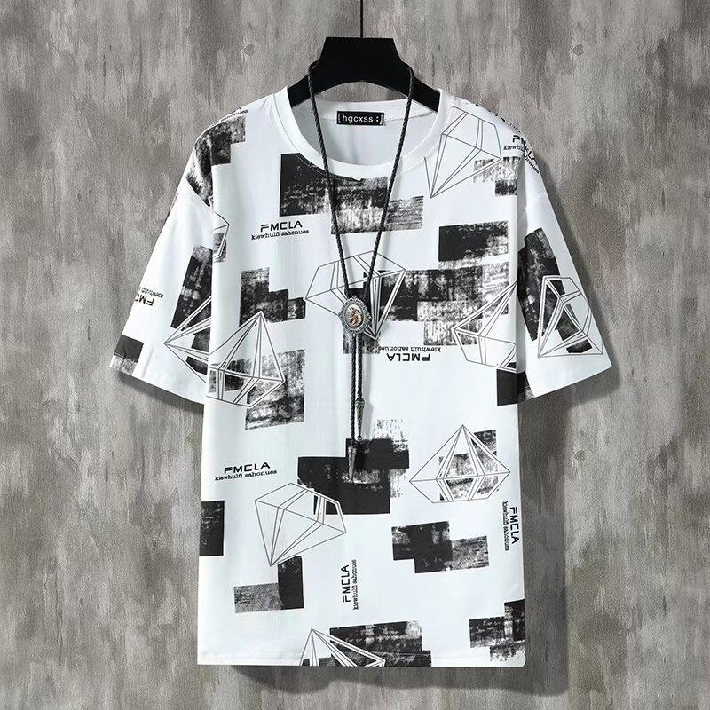 t shirt Men Plus Size Korean Style Short Sleeve Fashion Tops Casual Geometric Print t-shirt
