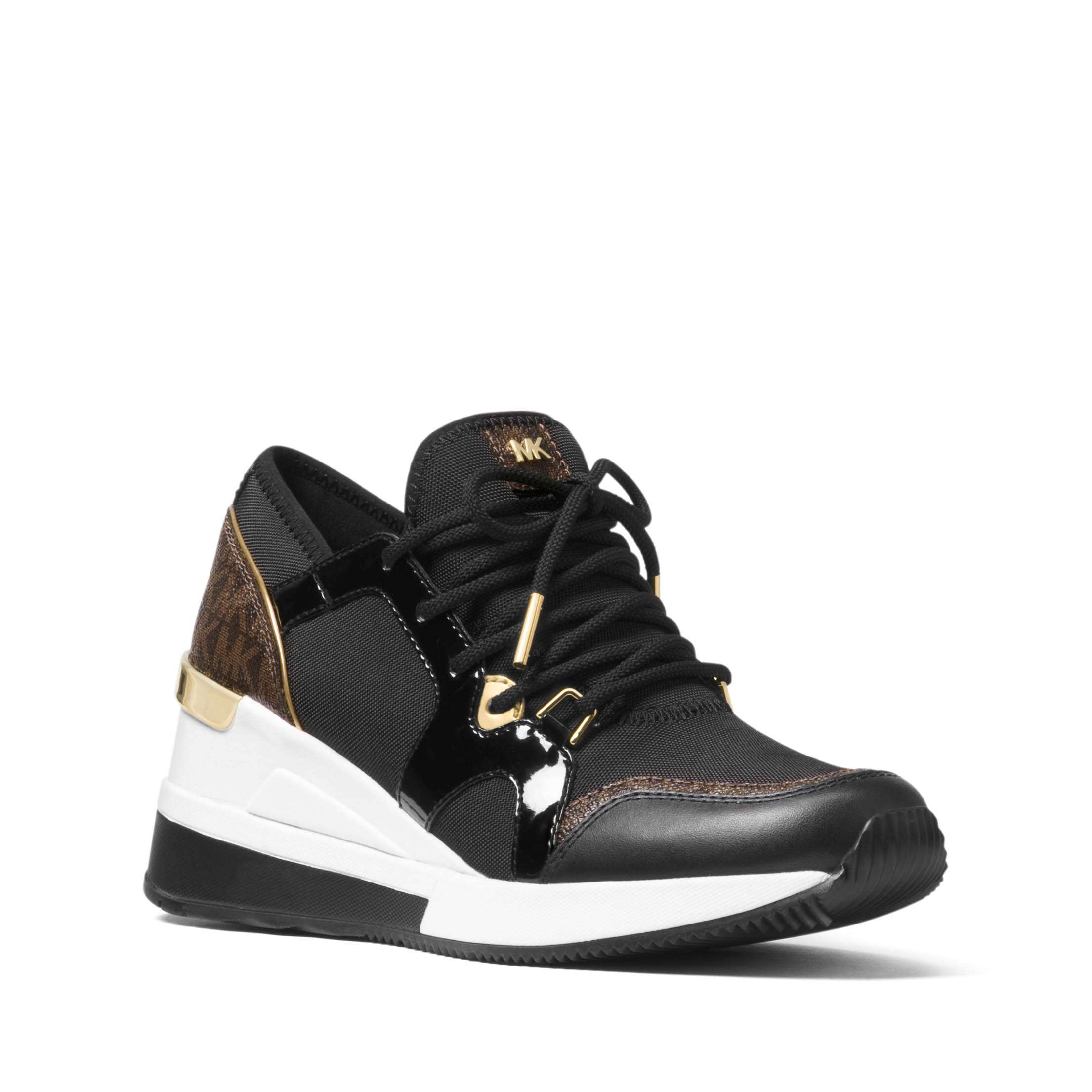 MICHAEL KORS WOMENS Liv Logo Mixed-Media Trainer