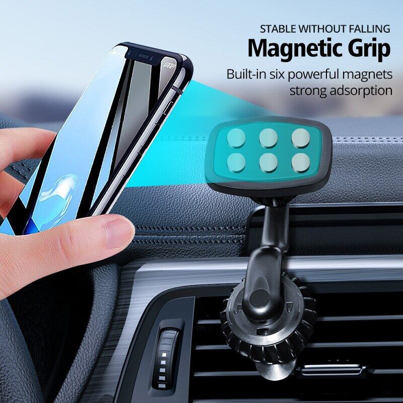 HOCE Magnetic Phone Mount Upgraded Clip Unobstructed Car Vent Phone Mount 360° Rotate Arm Cell Phone Holder for Car Phone Car Holder For iPhone Samsung OPPO VIVO Smartphone Tablets