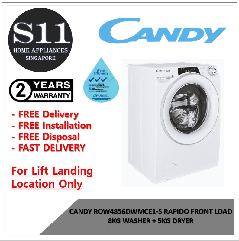CANDY ROW4856DWMCE1-S 8/5 KG FRONT LOAD WASHER DRYER **NEW MODEL** *FREE DELIVERY/INSTALL AND DISPOSE*