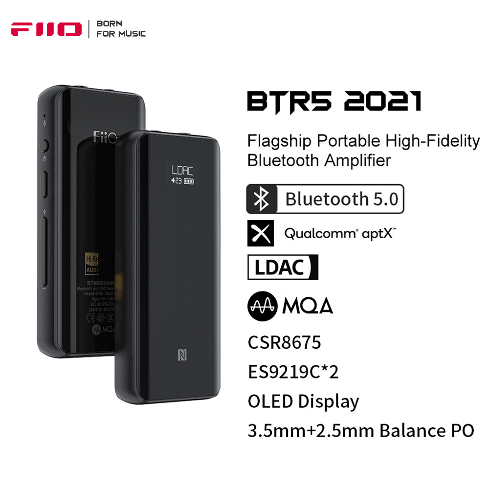 FiiO BTR5 2021 with MAQ ES9219C, Bluetooth 5.0 Headphone Amplifier DSD256 Receiver LDAC with 3.5mm/2.5mm output