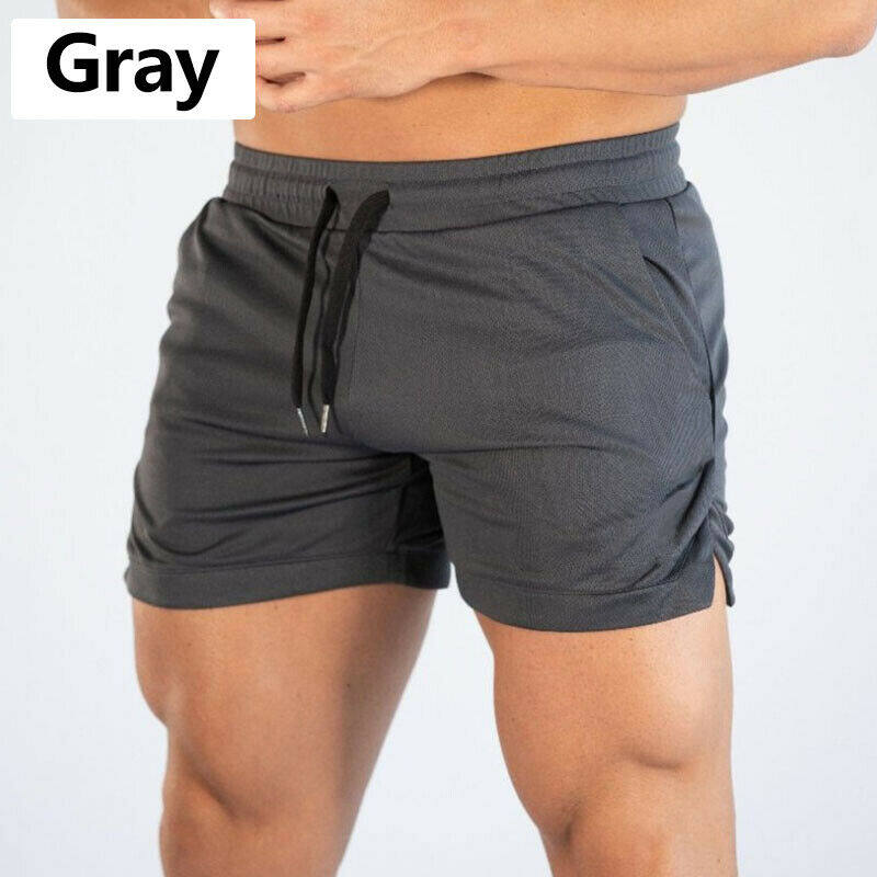 Happybuyner Men Fitness Stretchable Polyster Summer Gyms Workout Male Breathable Mesh Quick Dry Sportswear Jogger Beach Short Pants