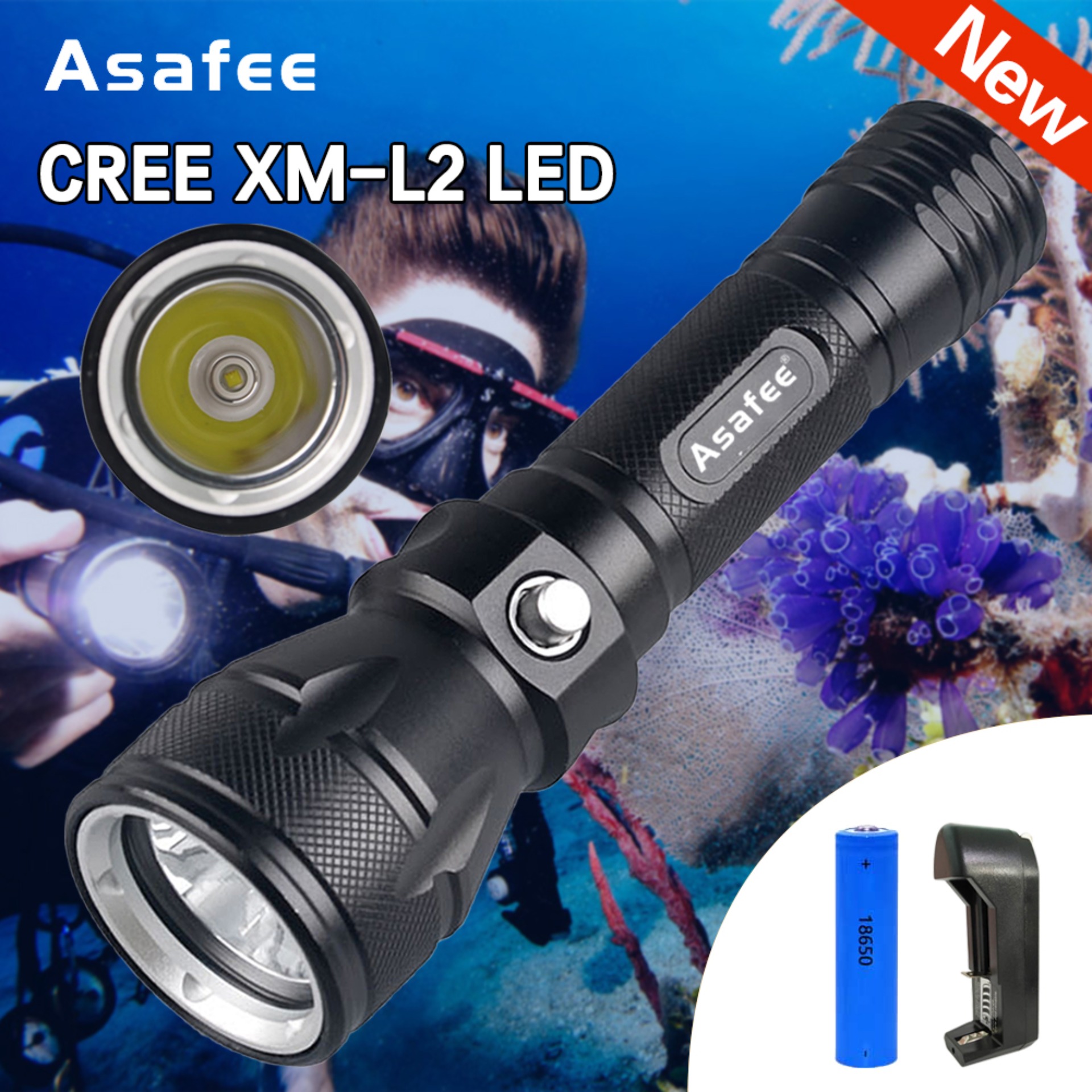 NEW 15000LM Scuba Diving Light 50 Meter L2 Waterproof Underwater LED Flashlight Diving Camping Lanterna Torch