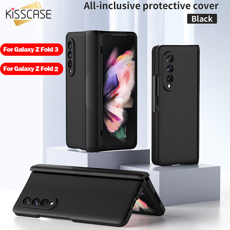 [With Screen Film] KISSCASE For Galaxy Z Fold 3 Shockproof Armor Phone Case For Samsung Galaxy Z Fold 3 Z Fold 2 5G 360 Full Screen Protector Tempered Glass Cover For Galaxy Z Fold 3 2