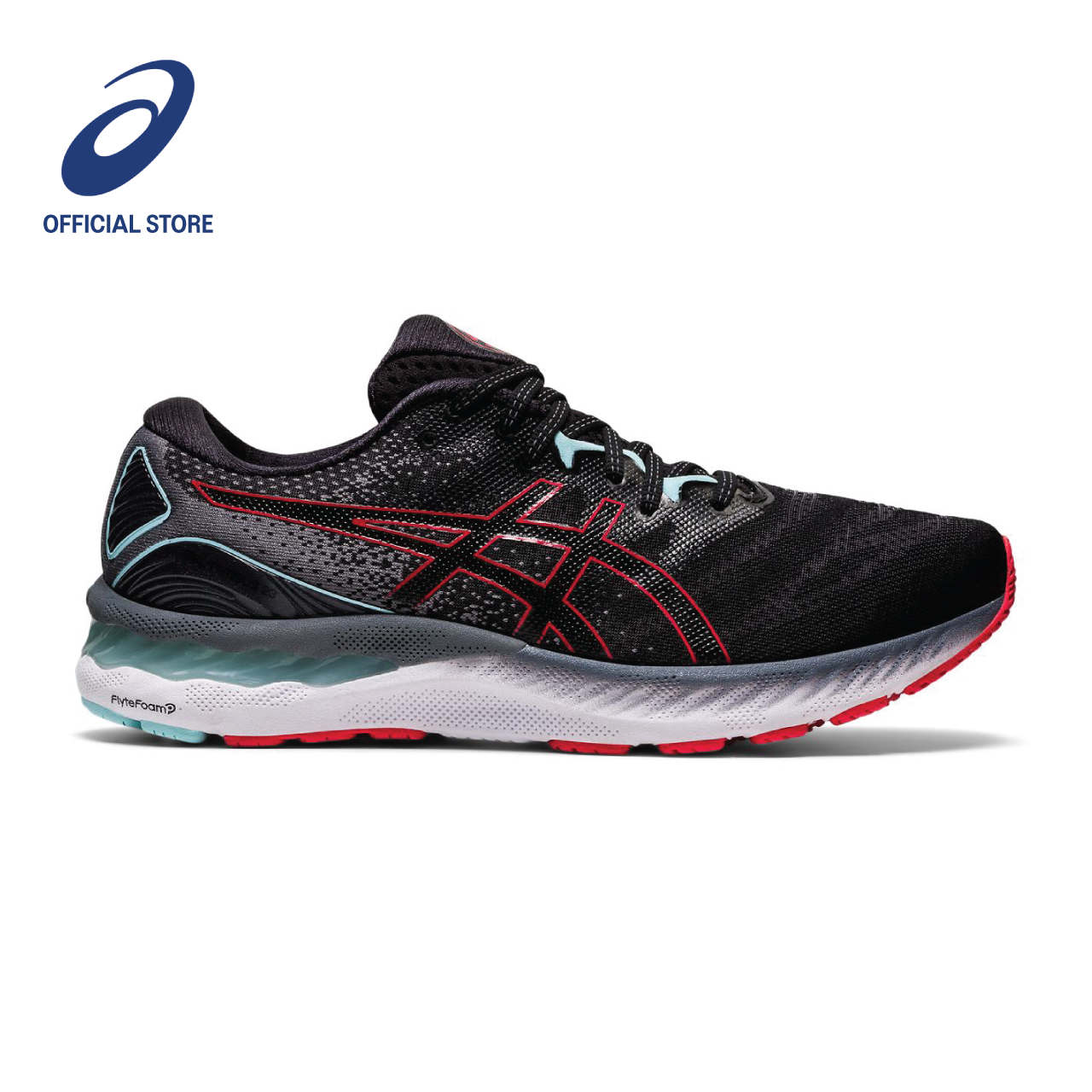 ASICS Men GEL-NIMBUS 23 (2E) Running Shoes in Black/Electric Red