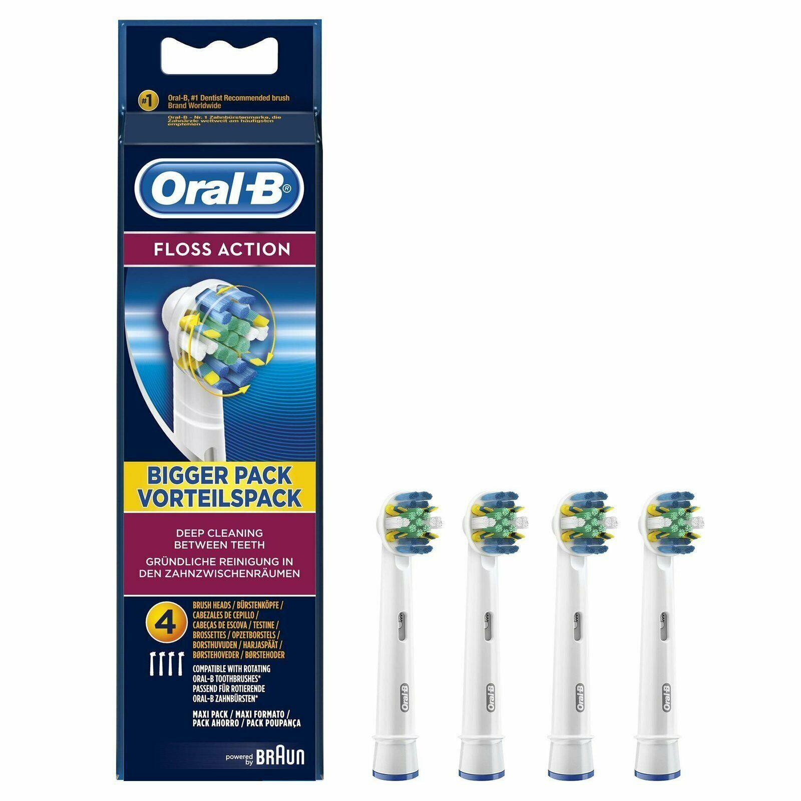 Oral-B Floss Action Electric Toothbrush Replacement Brush Heads Refill, 4 Count