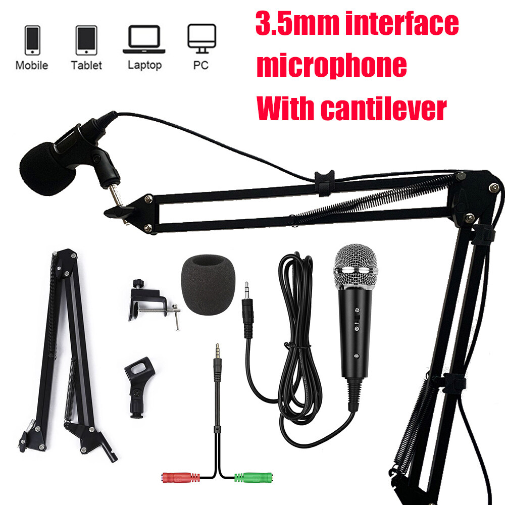 Microphone 3.5mm Wired Home Stereo Desktop Cantilever holder MIC For PC YouTube Video Chatting Gaming Podcasting Recording Meeting