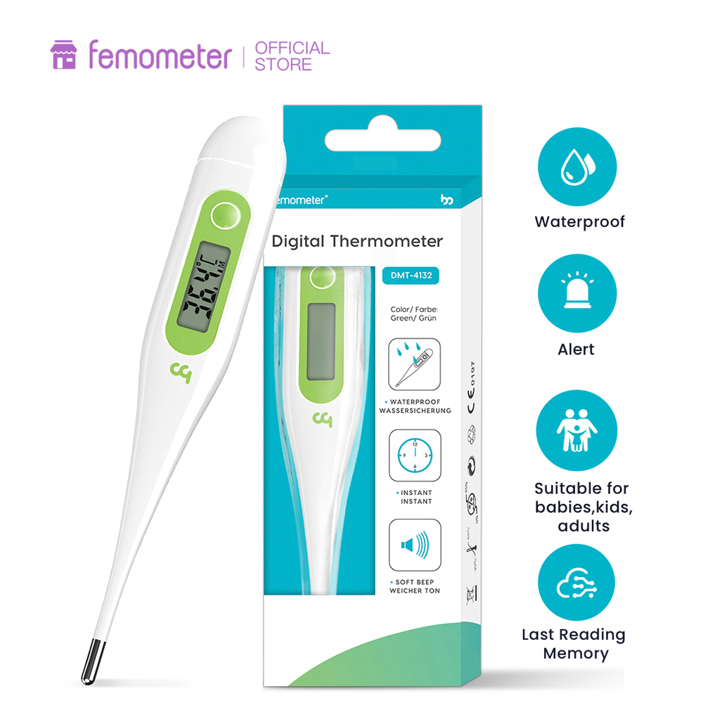 Femometer (3 in 1 ) Oral Digital Thermometer for Fever Waterproof for Adult and Kids with Fever Alert Memory Recall (1 Year Warranty)