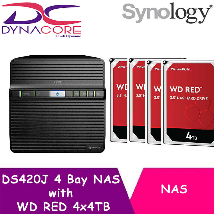 DYNACORE - SYNOLOGY DS420J 4 Bay NAS with WD RED 16TB (4x4TB)