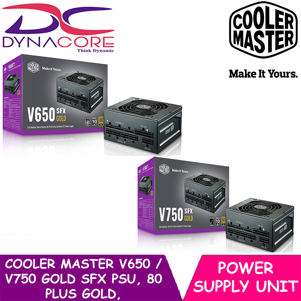 DYNACORE - Cooler Master V650 / V750 / V850 Gold SFX PSU, 80 Plus Gold, Half Bridge LLC + DC-to-DC, 100% Japanese Capacitors, 16 AWG PCI-e Cables, Fully Modular Flat Cables