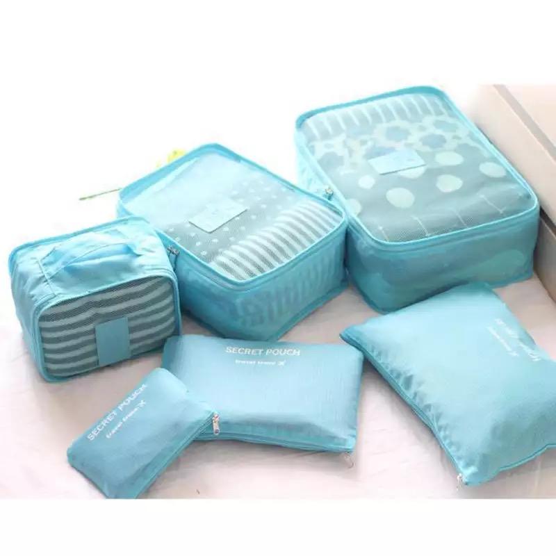6pcs Travel Organiser 6 in 1 Luggage Organizer cube Toiletries Bag Shoe Bra Underwear Cosmetic Pouch Christmas Gifts Gif