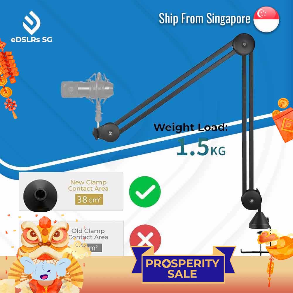 eDSLRs Professional Microphone Suspension Boom Scissor Arm 100cm Heavy Duty with Built-In Spring RODE PSA1 Zoom Meeting Live Stream Gaming Podcast