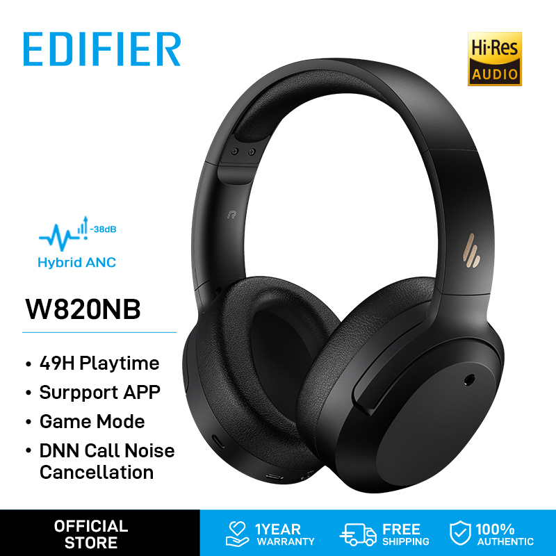 Edifier W820NB/W820NB PLUS Wireless Bluetooth Noise Cancelling Headphones Hi-Res Audio Bluetooth V5.0 40mm Type-C Fast Charge Hybrid ANC